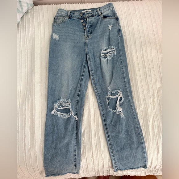 Pacsun High Waisted Straight Leg Distressed Jeans Size 25 - Picture 4 of 8